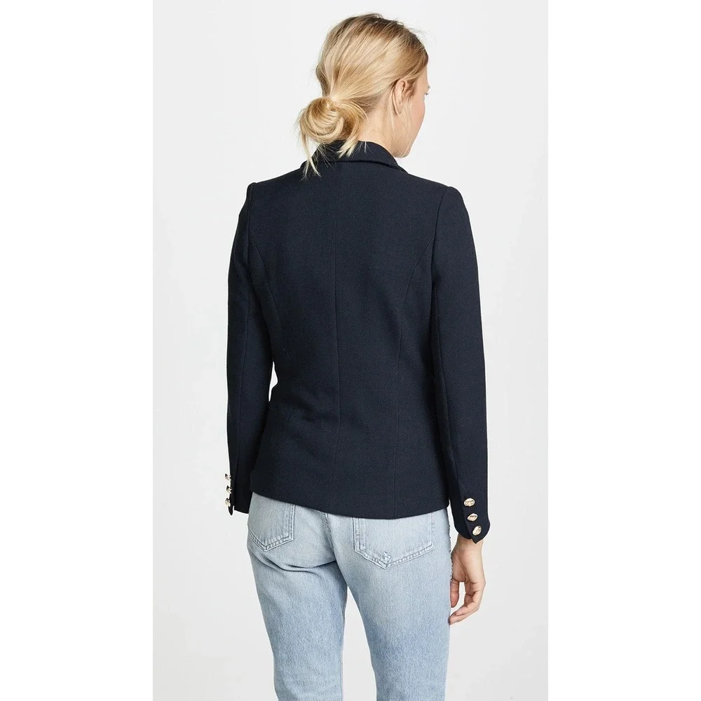 Lioness | Navy Blue Palermo Blazer Gold Crest Button Double Breasted Jacket Sz.M